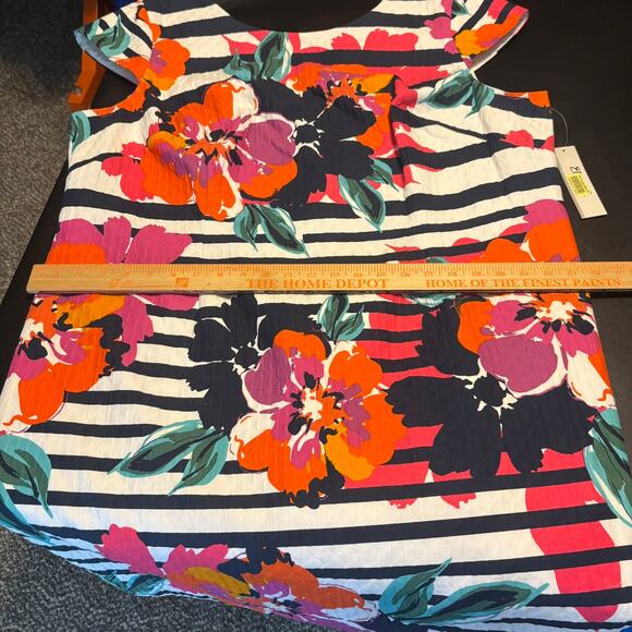 NWT Eliza J  Multicolor Floral Striped Dress Sheath Career Cocktail Cap Size 20W - Picture 6 of 8